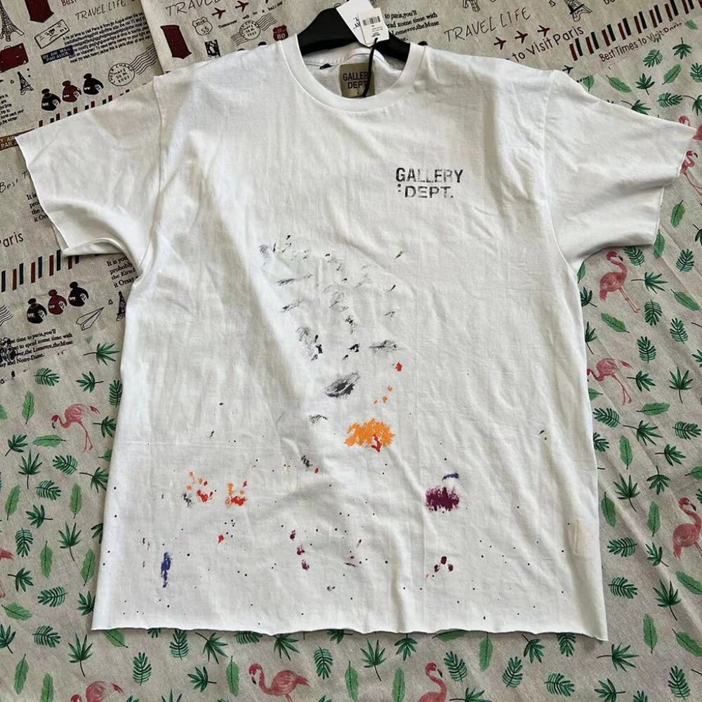Gallery Dept Logos Printed T-Shirt With Paint Marks White